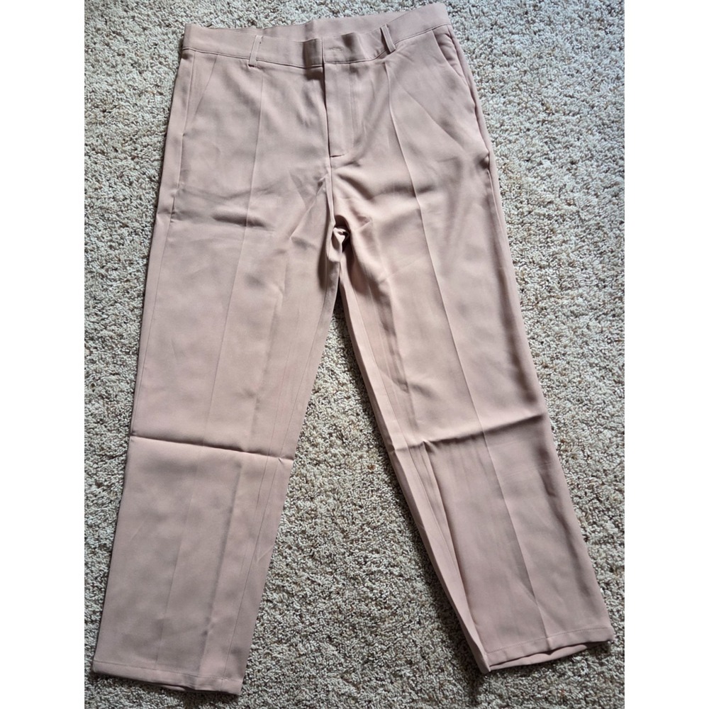 Ouku Women's Khaki Wide Leg Trousers Size XL Sleek Professional Slacks Pants